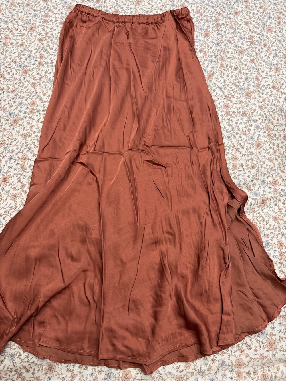 Young Fabulous & Broke Copper-Brown Satin Maxi Skirt